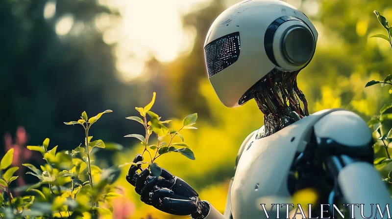 AI Interaction Amidst Greenery AI Image