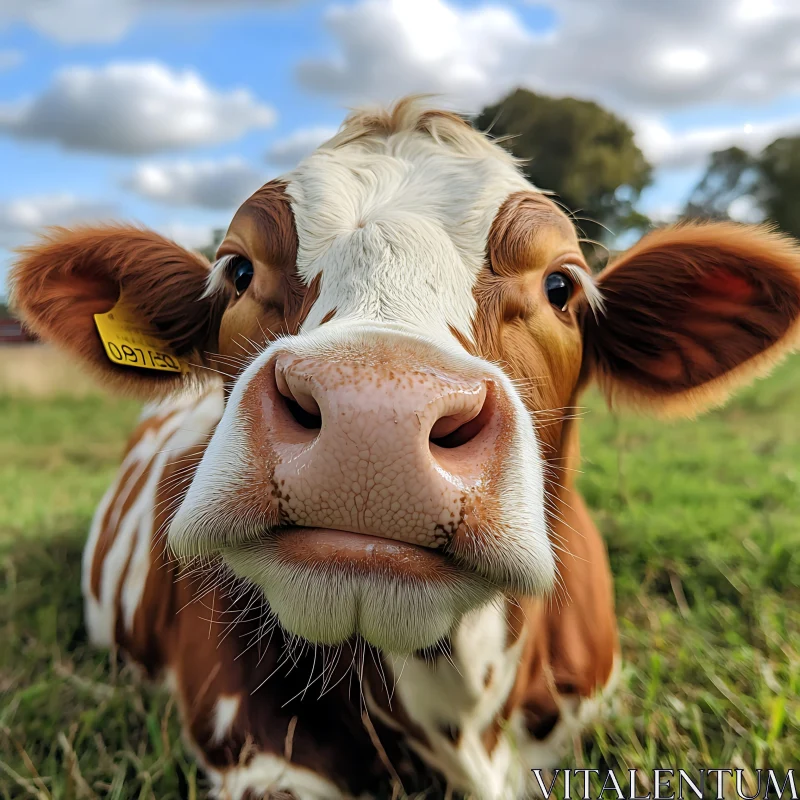 Close-Up of a Brown and White Cow AI Image