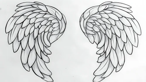 Delicate Feathered Wings Drawing