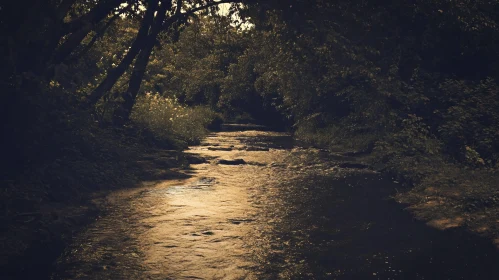 Sunlit Forest Stream