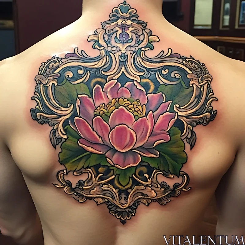 Floral Back Tattoo with Ornate Patterns AI Image