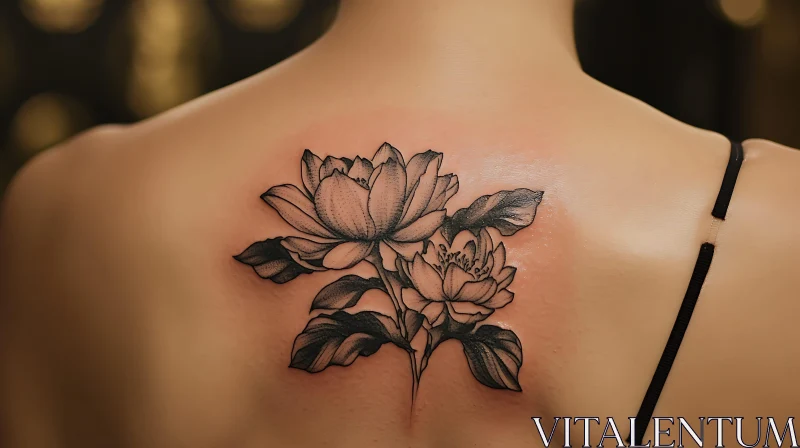 Back Tattoo with Intricate Floral Design AI Image