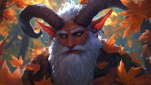 Fantasy Creature Portrait with Autumn Leaves