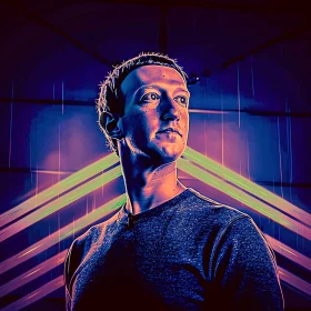 Mark Zuckerberg Abstract Digital Portrait