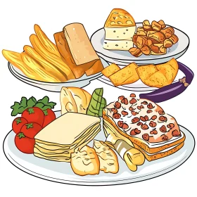 Cartoon Style Food Platter