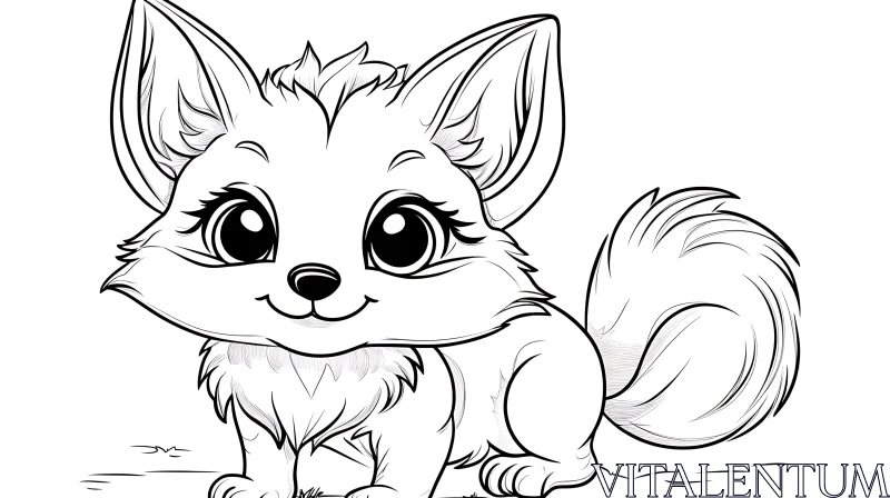 Adorable Fox Sketch Illustration AI Image