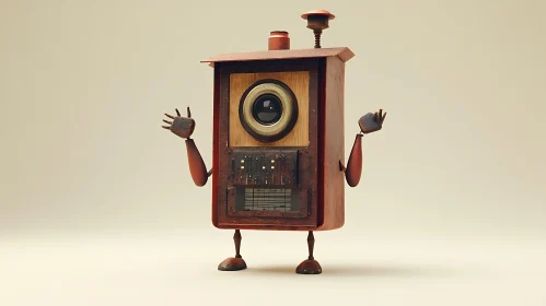 Vintage Robot Figure with Lens Eye