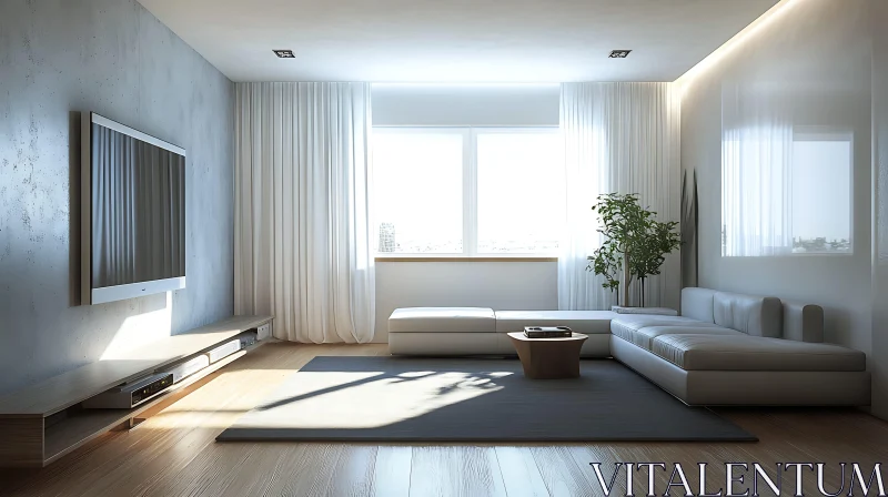 Modern Home Interior with Natural Light AI Image