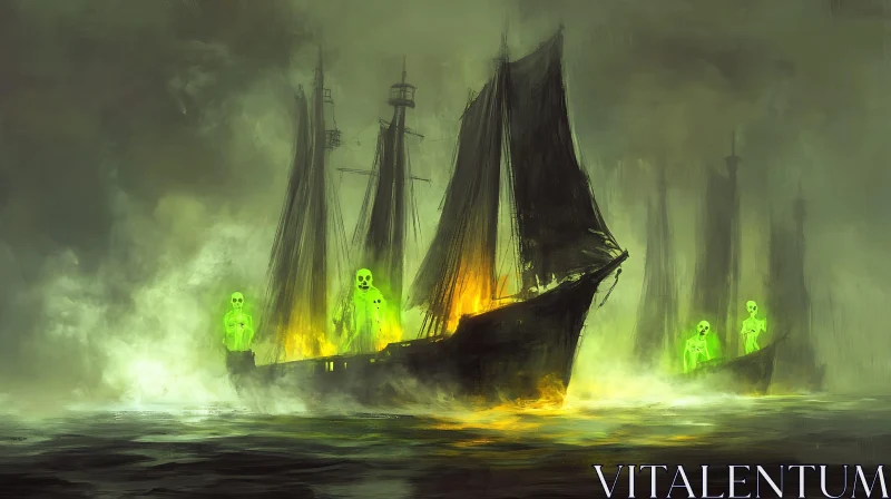 AI ART Spectral Fleet on a Foggy Voyage