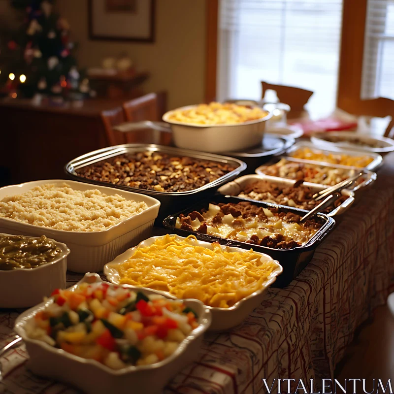 Festive Table: A Symphony of Culinary Dishes AI Image