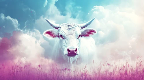 Cow Portrait in Ethereal Landscape
