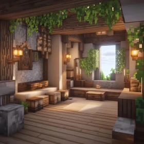 Blocky Interior with Natural Light and Plants