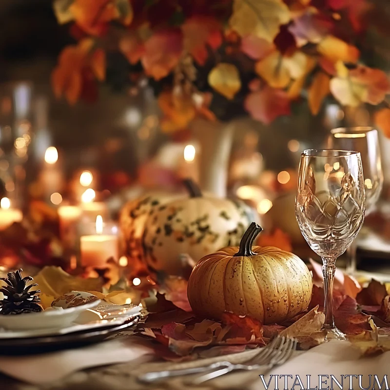 Autumnal Feast Table Decoration AI Image