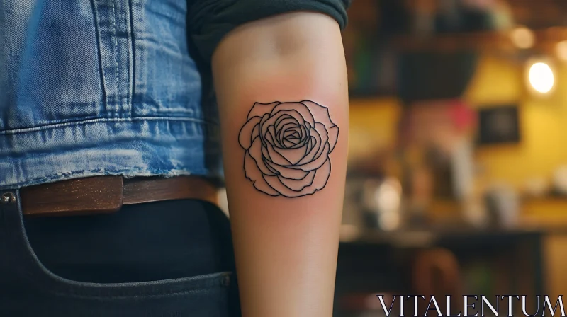 AI ART Intricate Rose Tattoo on Forearm