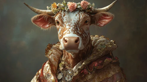 Vintage Cow in Royal Attire