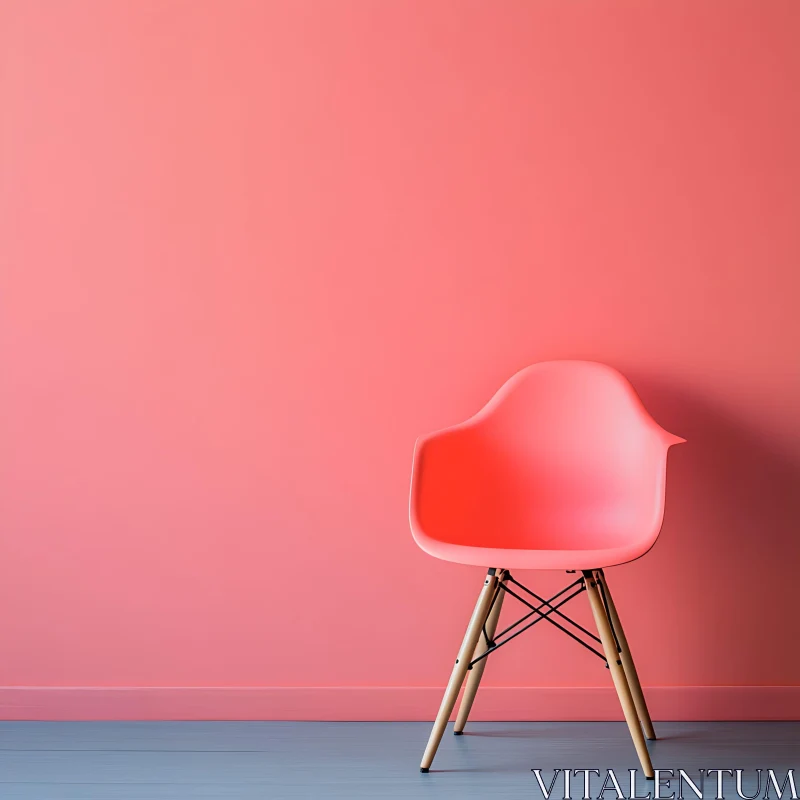 Modern Coral Chair in Minimalist Setting AI Image