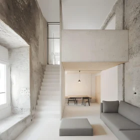 Modern Interior with Concrete and White Accents