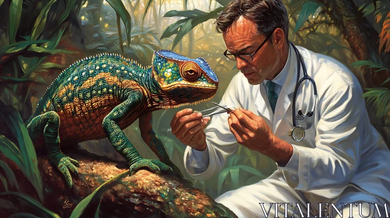AI ART Doctor's Consultation with a Chameleon