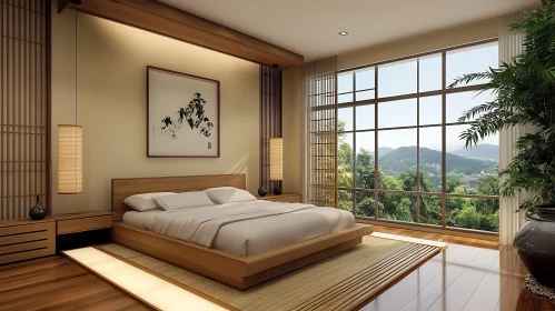 Minimalist Bedroom with Greenery View