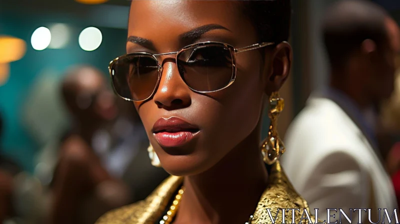 Beautiful African-American Woman Portrait: Captivating Gaze and Elegant Style AI Image