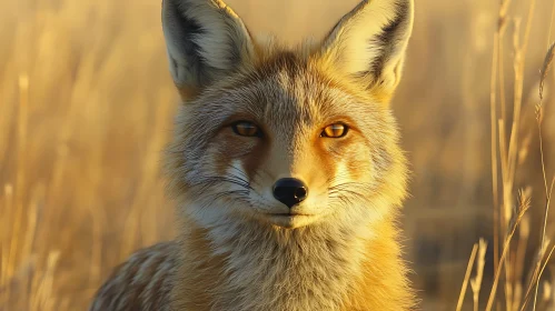 Close-Up of Fox in Field