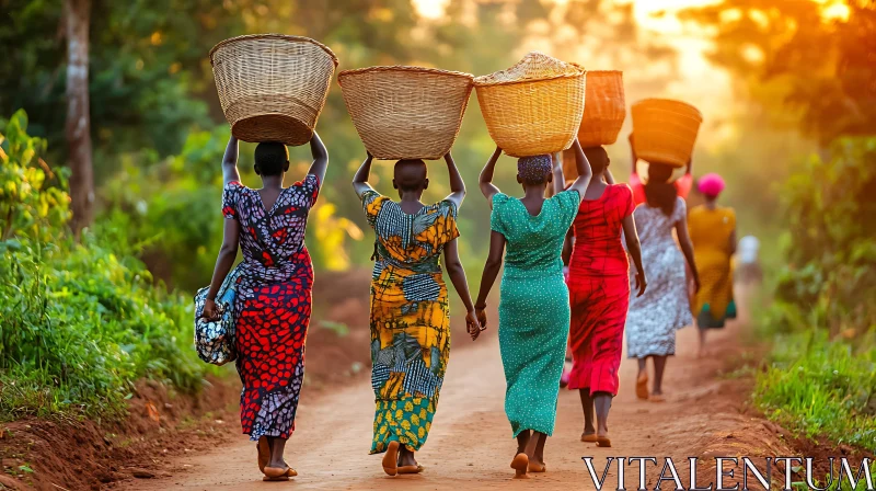 African Women with Baskets AI Image