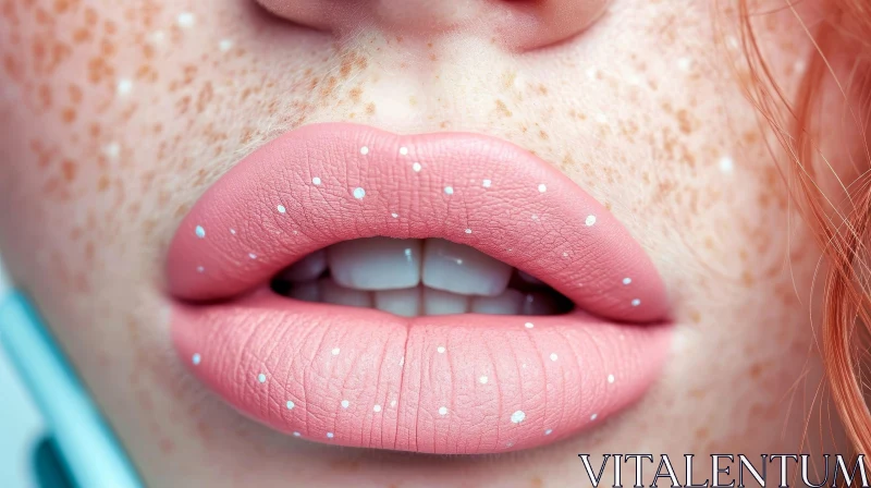 AI ART Delicate Pop Art: Close-up of a Woman's Lips with Light Pink Lipstick