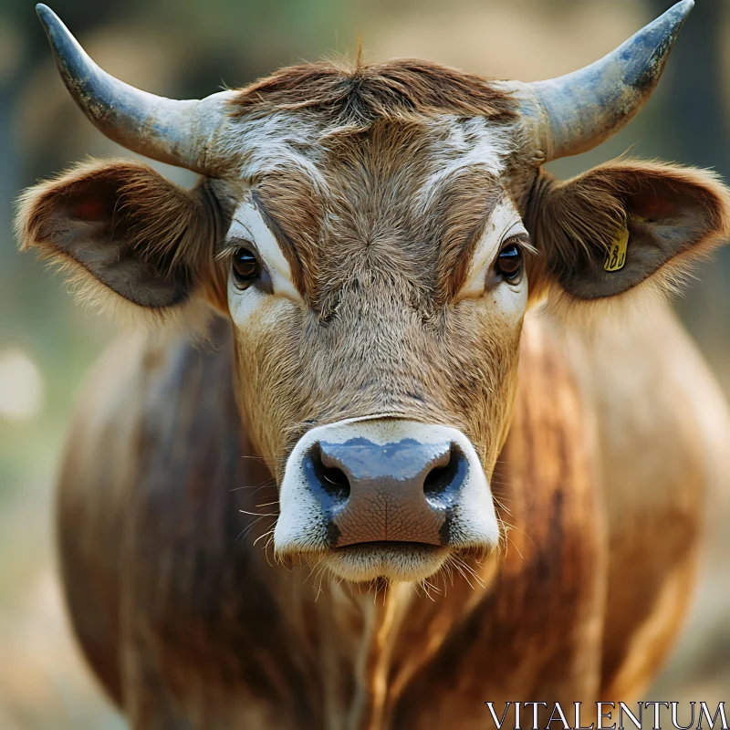 Detailed Cow Face with Horns AI Image