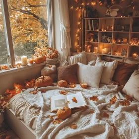 Cozy Autumn Room with Pumpkins