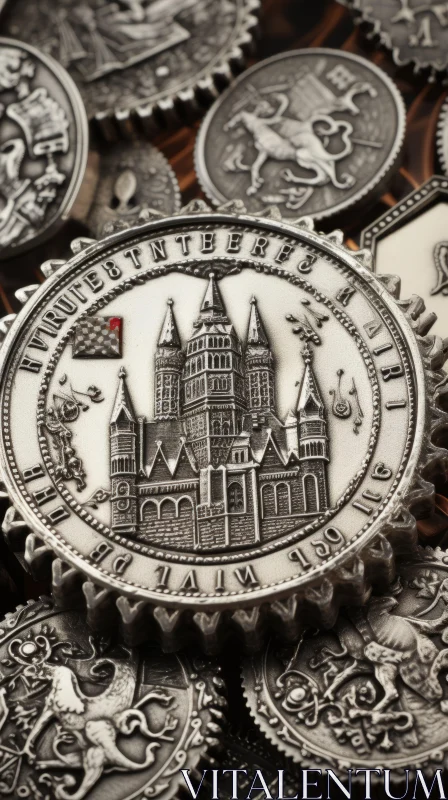 Historic Castle Embroidered in Heavy Metal: A Money-Themed Artwork AI Image