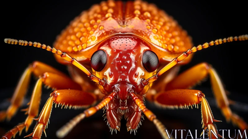AI ART Macro Photography: Bug Face Close-up with Orange Eyes