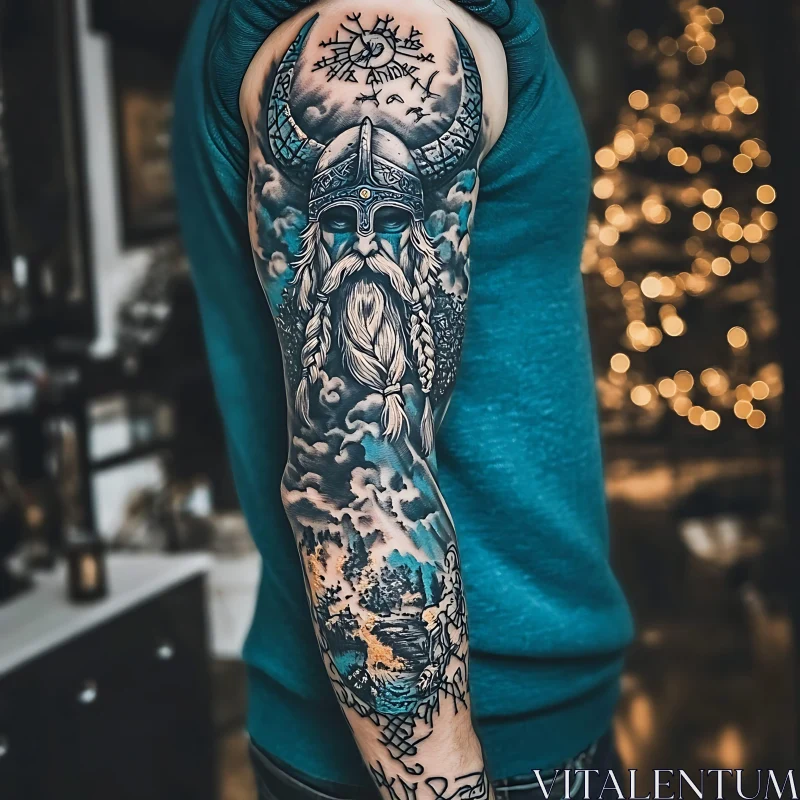 Nordic Mythology Viking Tattoo on Arm AI Image