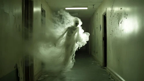 Smoky Ghost in Abandoned Hallway