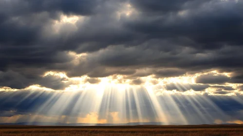 Sunlight Beams Through Cloudy Sky