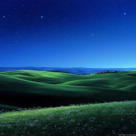 Peaceful Landscape with Rolling Green Hills