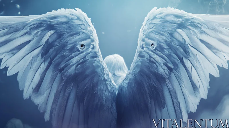 AI ART Ethereal Angel Wings in Soft Blue