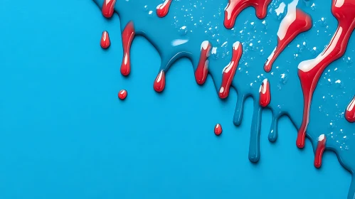 Crimson and Azure Fluid Art