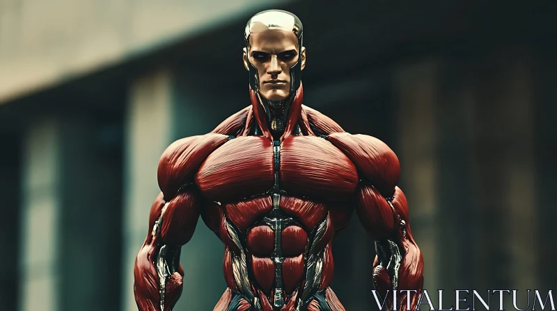 Robotic Figure with Enhanced Muscle Anatomy AI Image