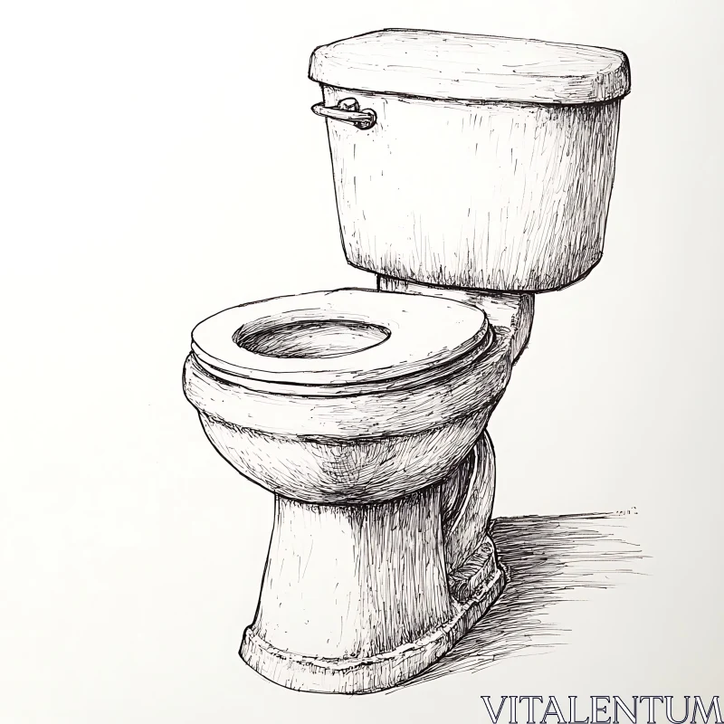 Monochrome Toilet Illustration AI Image