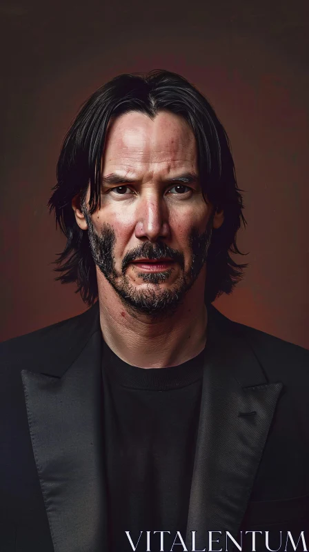 Keanu Reeves Rugged Expression Portrait AI Image