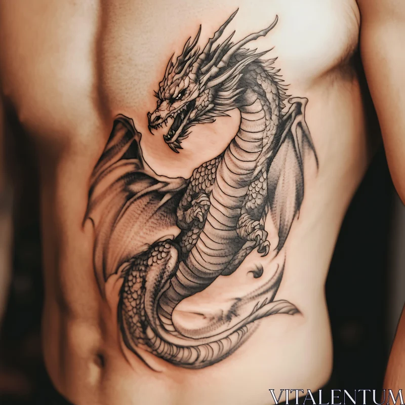 Mythical Dragon Tattoo Design AI Image