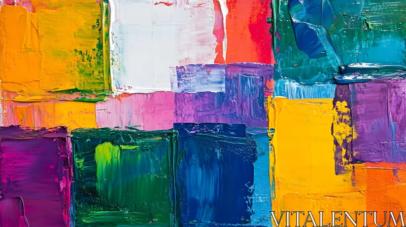 Palette Knife Painting with Colourful Blocks AI Image