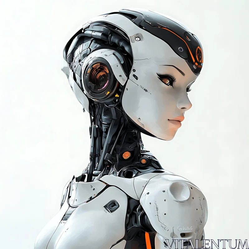 Advanced Cyborg Profile with Mechanized Features AI Image