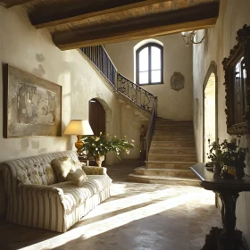 Sunlit Hallway with Classic Interior Design