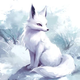 Arctic Fox Portrait in Snowy Landscape