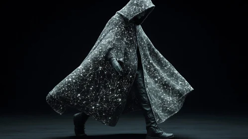 Hooded Figure with Glowing Constellations