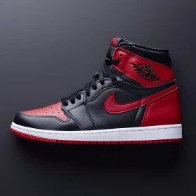 High-Top Air Jordan in Black and Red