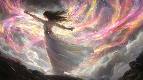 Woman Embracing the Cosmos