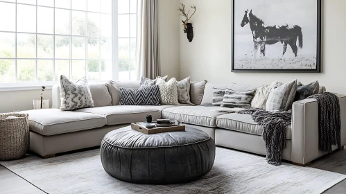 Cozy Home Interior with Sectional Sofa