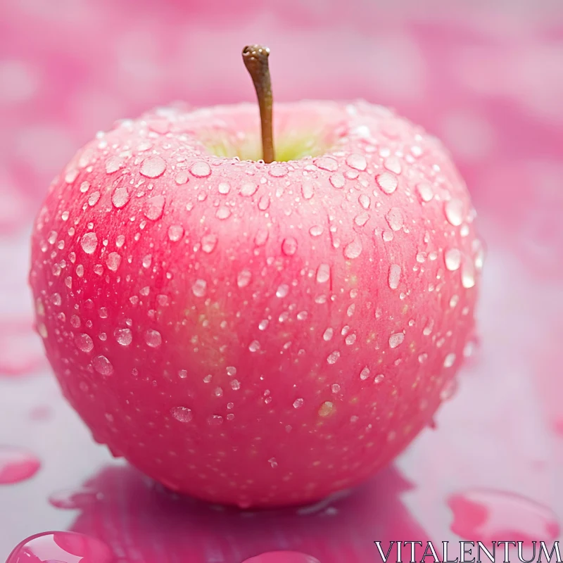 AI ART Close-Up of a Fresh and Juicy Pink Apple